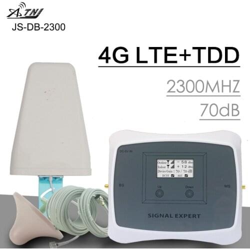 Smart 4G LTE Signal Amplifier 70dB Gain Dual Band Mobile Phone Signal Booster LTE 2300 Cell Phone Cellular Signal Repeater Set