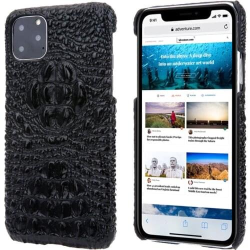 Genuine real leather crocodile head pattern hard pc mobile phone case cover for iphone 6 6s 7 8 plus x xr xs max 11 pro max
