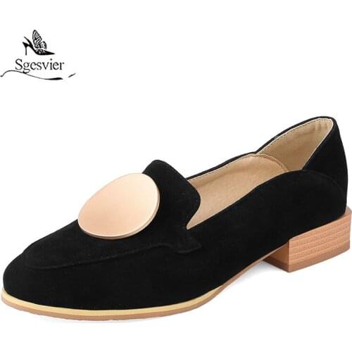Sgesvier 2020 Women Pumps Thick Heel Women Shoes Round Toe Mid Heels Dress Work Pumps Comfortable Ladies Shoes Big Size 30-48