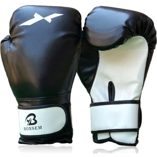 1 Pair Men Women PU Leather Sanda Boxing Gloves Grappling Training Punching Sparring Boxing Gloves Muay Thai Boxing Gloves