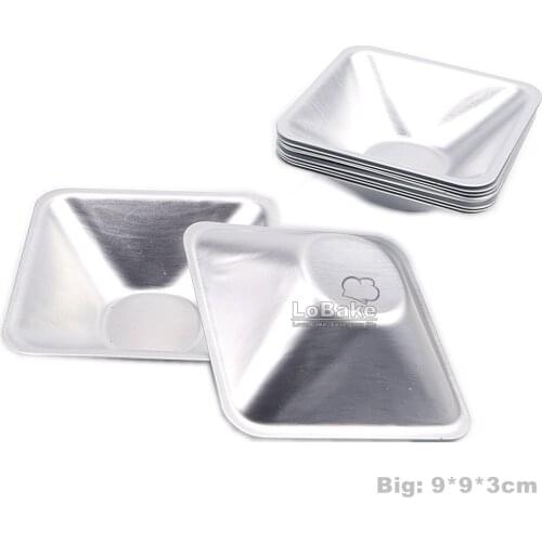 10pcs big size square design aluminum anodising egg tarts mould bean jelly pudding rice mold metal sugar cake cheese moulds