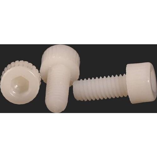 100pcs White Plastic Nylon M3 Hexagon Socket Head Cap Screw Allen Bolts M3 x 6mm 8mm 10mm 12mm 15mm 20mm 25mm
