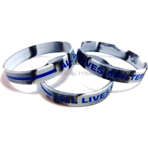 100pcs ALL LIVES MATTER with Thin Blue Line wristband silicone bracelets free shipping by ePacket A