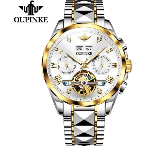 2020 Luxury Men Mechanical Wristwatch Tungsten Steel Tourbillon Watch Sapphire Glass Men Watches reloj hombre OUPINKE Brand