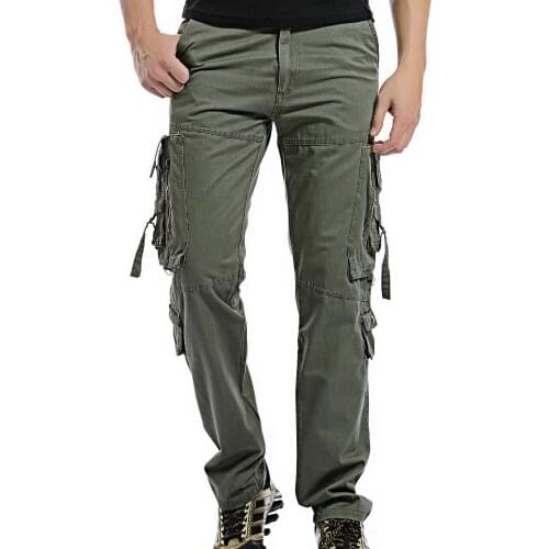 2020 Men Cargo Pants Loose Multi-pocket Pants Mens Casual Easy Wash Male Combat Trousers Militar Work Army Pants Plus Size 42