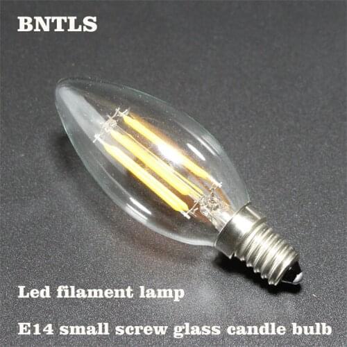 2W 4W6W LED bulb E14 small screw mouth glass candle bulb crystal light source pointed bulb pull tail bulb Edison retro tungsten