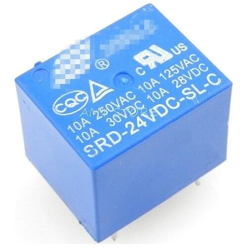 5Pcs Mini Module SRD-24VDC-SL-C DC24V Coil SPDT 5 Pins Plastic PCB Power Relay Blue