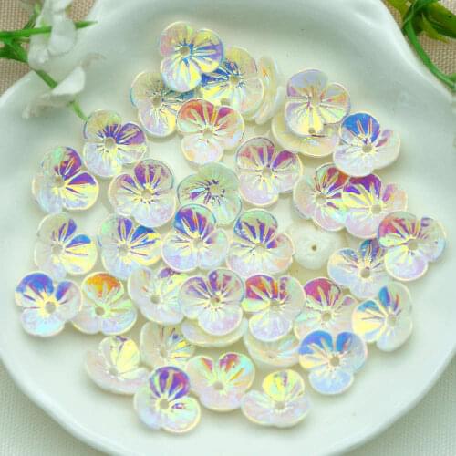 50PCS 9mm White AB Color Flat-Back Resin Flowers|Home DIY Scrap-booking Embellishments Flowers