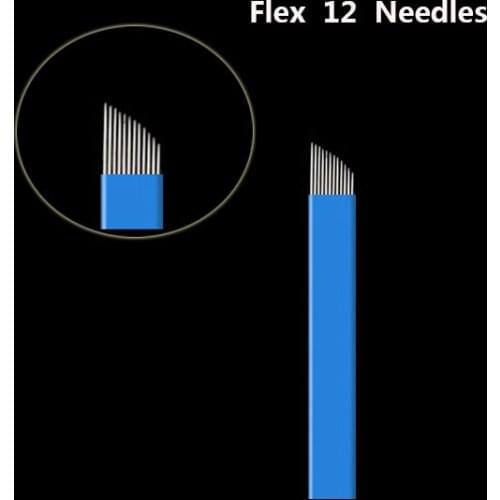 500pieces 12 Flex Laminas Tebori 12 pin Microblading Needles Permanent Makeup Eyebrow Tatoo Blade For Manual Tattoo Pen Machine