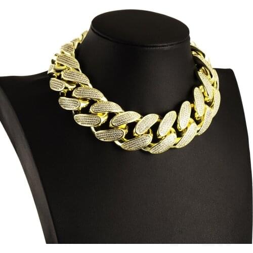 Promotion Hip Hop Bling Rock Punk Men Jewelry Micro Pave 5A Cubic Zirconia Big Heavy 30mm Cuban Link Chain Necklace