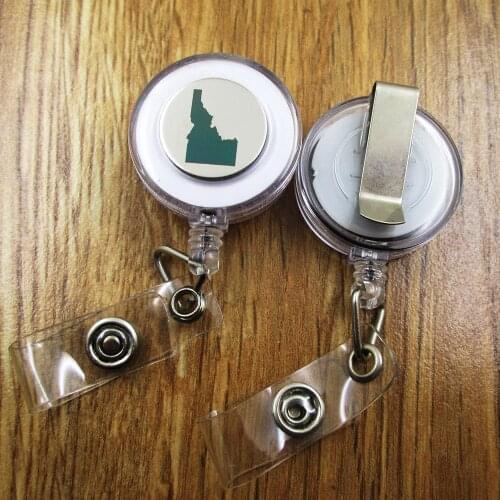 Idaho ID Badge Reel gift for him/her friend family retractable recoil id badge holder work fun