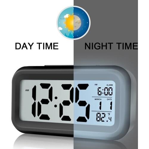 Digital Alarm Clock Student Clock Large LCD Display Snooze Kids Clock Light Battery Sensor Nightlight Office Table Clock