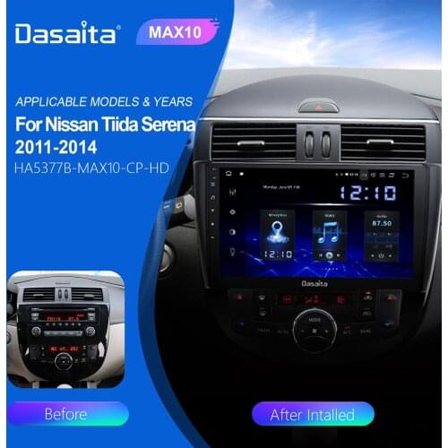 Dasaita 9" HD Touch Screen Car 1 Din Radio Android 10.0 for Nissan Tiida 2011 2012 2013 2014 GPS Navigation TDA7850