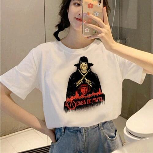 W0MAN The House of Paper T Shirt Money Heist Women La Casa De Papel Tshirt Women Casual Dali Mask Casa De Papel T-shirt
