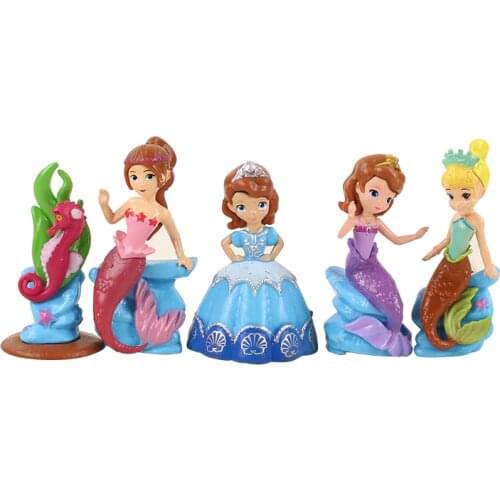 5pcs/lot Sofia The First Figure Toy Princess Sofia Mermaid Sea Horse Beauty Model Dolls Gift for Children