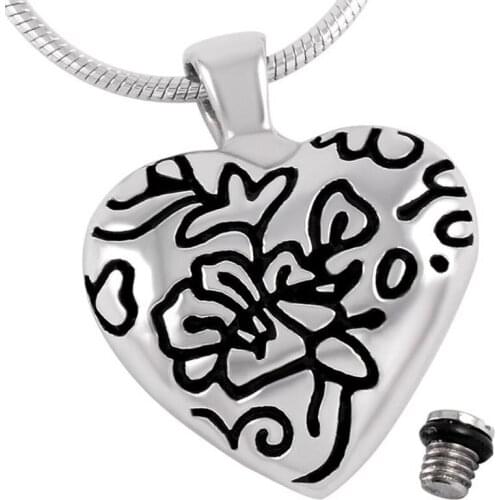 IJD8404 Rose Flower In My Heart Pendant Cremation Urn Jewelry Necklace with Funnel Filler Kit Ashes Keepsake Memorial