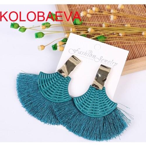 Personalized tassel earrings female accessories Korean retro fashion blue pendant Bohemia big punk gold earrings wholesale cc