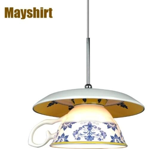 Nordic Ceramic Tea Cup Pendant Lights Kitchen Lighting Fixture Modern Bar Cafe Pendant Lamp Dining Room Restaurant Home Decor