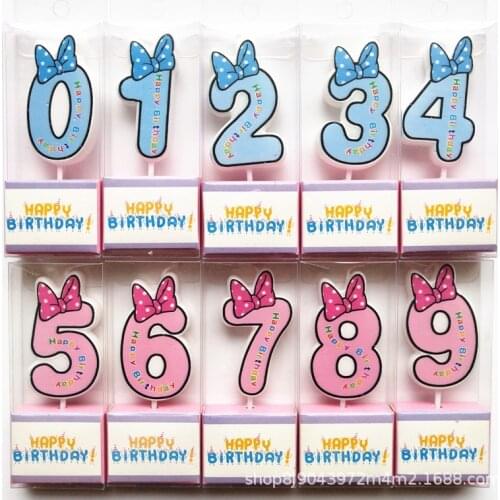 Bow-Knot Crown Number 0-9 Birthday Party Cake Decoration Candles Anniversary Valentines Day Romantic Number Candles Supplies