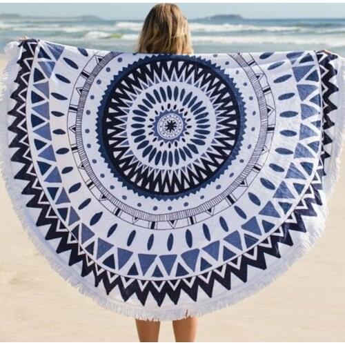 Europe and the United States sell hot Round cotton velvet circular 2016 beach towel Bohemia tassel printing yoga mat