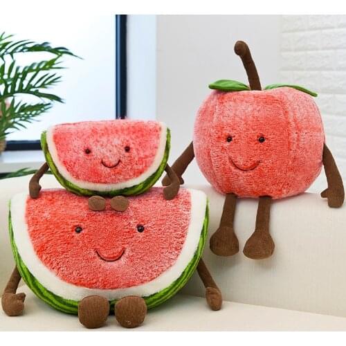 Creative Hot Cute Sales Expression Watermelon Cherry Plush Toy Doll Home Decoration Fruit Pillow Doll A gift for a friend