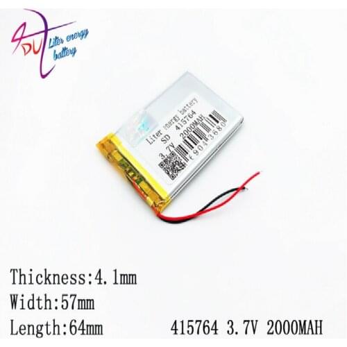 415764 3.7V 2000mah 405565 Polymer Lithium Li-Po Rechargeable Battery For GPS DVD e-book tablet pc power bank