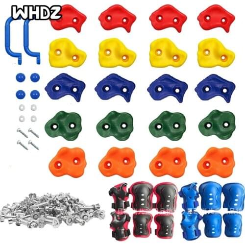 DIY Monkey Rock Climbing Holds for Kids, 2pc Handles & 2 Protective Gear Set-Kids Rock Climbing Holds Rock Wall Climbing Kit