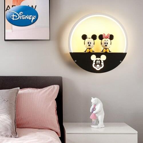 Disney Mickey Minnie Room Wall Lamp Bedroom Bedside Lamp Nordic Creative Girl Princess Room Simple Cartoon Wall Lamp