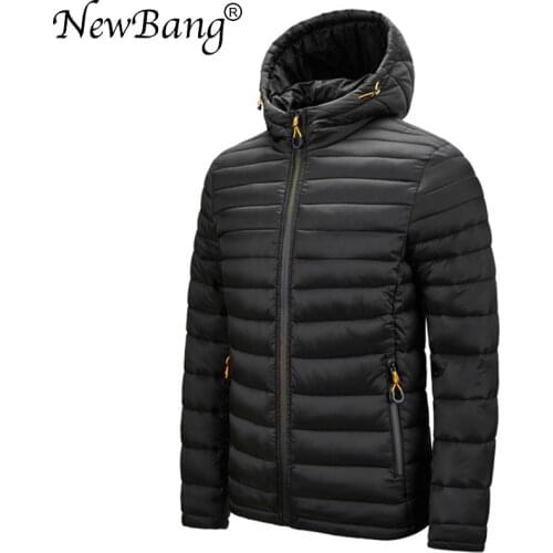 NewBang Mens Cotton Jacket Ultra Light Cotton Jacket Mens Cotton Coat Men With Hooded Waterproof Warm Lightweight Overcoat