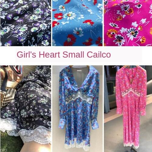 2020 New Little Cuihua Black Blue Rose Red Printed Clothing Skirt Four Seasons Available Fabric