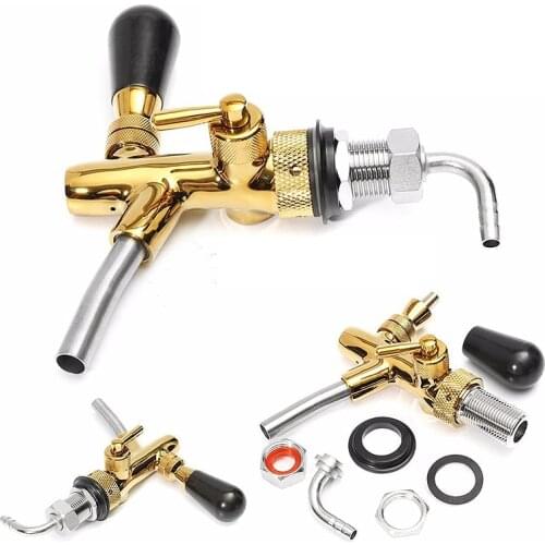 New Adjustable Pub Bar Draft Beer Faucet G5/8 Shank Gold Plating for Kegerator Tap