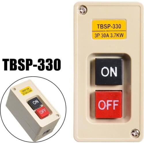 TBSP-330 Switch 3 Phase 3.7Kw 30A ON/OFF Lock Tend Waterproof Power Push Button Switch Station for Textile Machinery Equipment