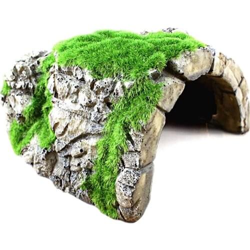 Reptile Caves, Fish Hideouts in Sanctuary, Resting Natural Caves with Artificial Moss, Suitable for Crayfish
