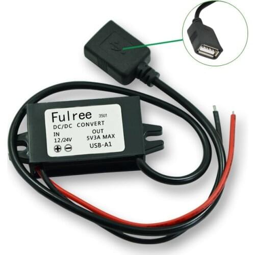 High Conversion Efficiency Power Converter Step-down A type Female USB Max 3A/15W Output USB Connector Adapter 12V to 5V