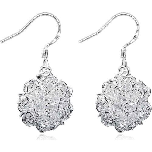 Simple Fashion Style Silver plated Tennis Ball Earrings Jewellery mens 2014,Wholesale&hot sell, SMTE076