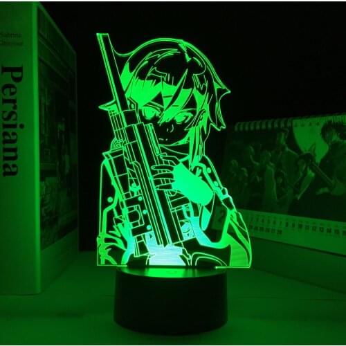 Anime Sword Art Online Sinon Figure 3D LED Lamp for Bedroom Decor Nightlight Birthday Gift Manga SAO Room Led Night Light
