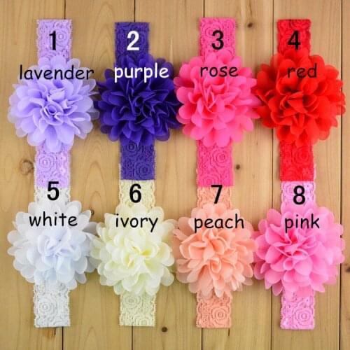 50 pcs/lot Big Petal Chiffon Flower Wide Lace Headband