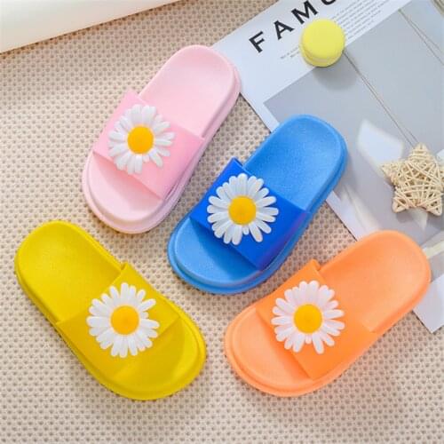 New Boy Kids Slippers Summer flowers Baby Slippers For Girls Boys PVC Flip Flops Baby Non-slip Beach Sandals For Children