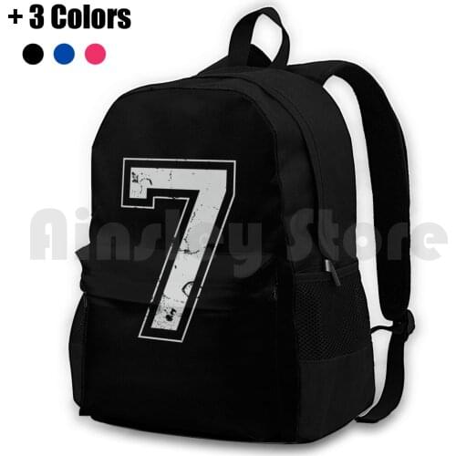 Number 7 Seven Gray Jersey Sports Athletic Player Outdoor Hiking Backpack Waterproof Camping Travel 7 Number 7 Seven Number