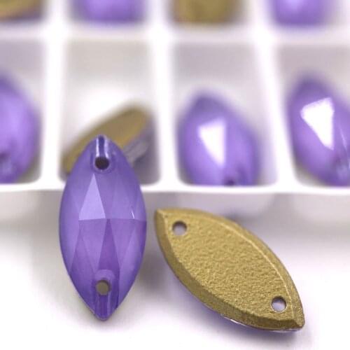 High quality 7x15mm flatback glass sew on rhinestones Leaf shape Lotus purple Mocha crystal rhinestones diy clothing accessories