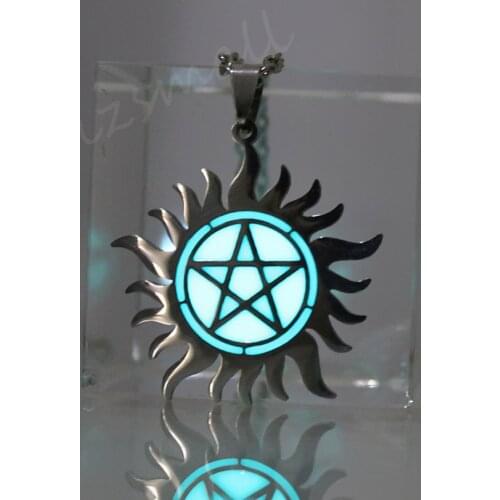 Supernatural Pentagram Necklace Stainless steel necklace Pentagram Necklace Pendants Necklaces GLOW in the DARK amulet gifts