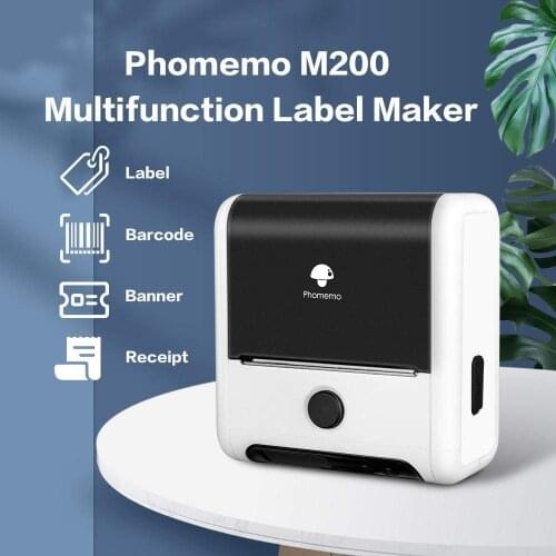 Phomemo M200 Thermal Label Printer Photo Maker Commercial Labeling QR Code,Barcode Sticker Labeler Width:20-75mm 2600mAh