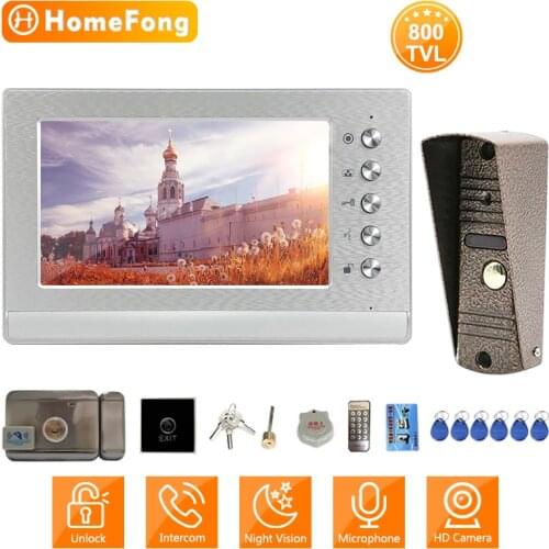 HomeFong Video Door Phone Intercom with Lock 7 Inch Monitor 1000TVL Doorbell Call Panel 3A Power Control Unlock Entry Security