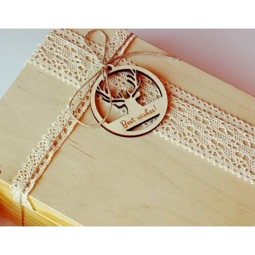 Engraved Custom Gift Tag Personalized Wood Christmas Label Natural Wood Tags Wooden Custom Gift Label Deer Christmas Tag Deer Wo