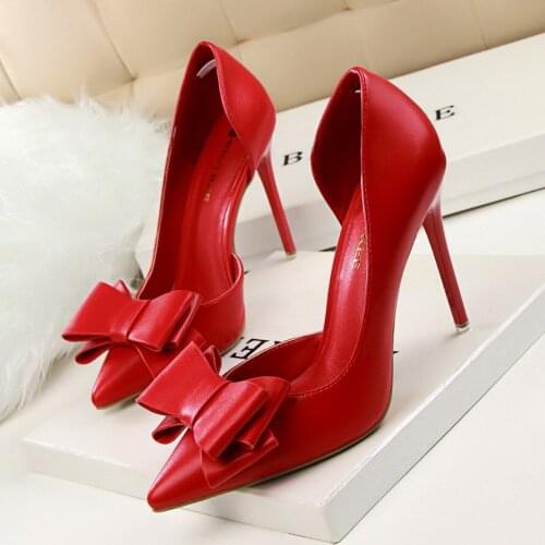 Chaussure Femme Talon Stiletto Heels Women Shoes For Women High Heels Fashion New Solid Butterfly-Knot Pumps Casual Ladies Shoes