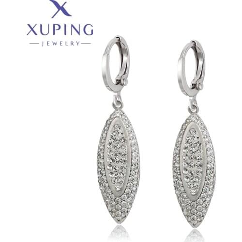 Xuping Jewelry Summer Sale Fashion Women Crystal Dorp Earring with Rhodium Plated