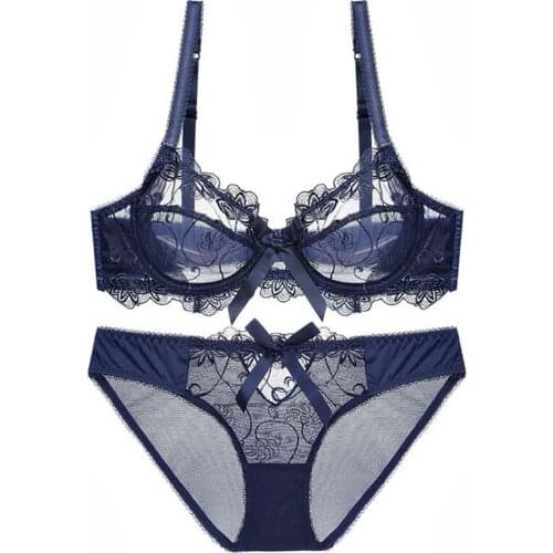 SAY MORNING Women Intimates Bra & Brief Sets Sexy Lingerie Ultra thin transparent embroidery breathable Lace Sexy Underwear