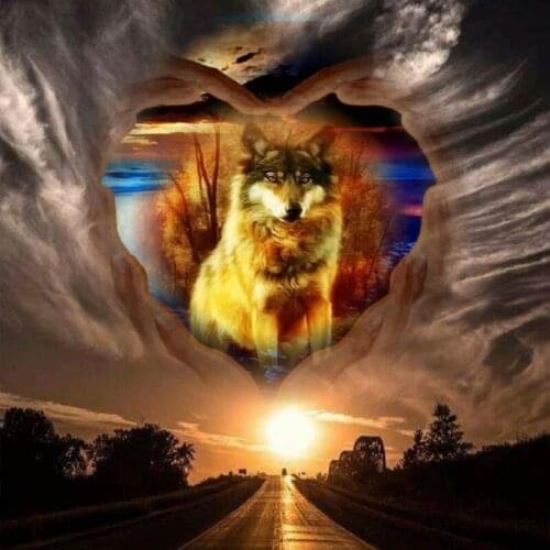 100% Full 5D Diy Daimond Painting Wolf 3D Diamond Painting Rhinestones Diamant Painting Heart-shaped Embroidery Decor Diamant