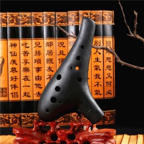 12 hole Alto C Key Ocarina Flute black pottery Flauta Classical Musical Instruments professional 12 hole alto C ocarina flute AC