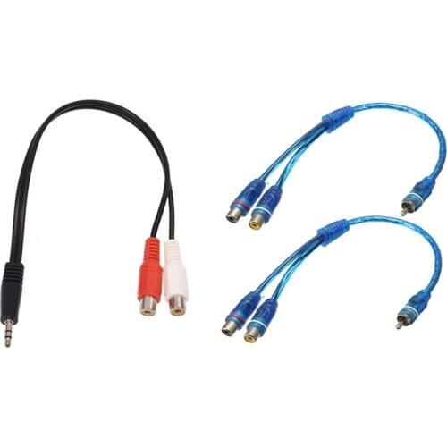 3.5mm Stereo Adapter Headphone Jack to 2 RCA Audio Cable with 2 Pcs RCA Phono Y Splitter Lead Adapter Cable